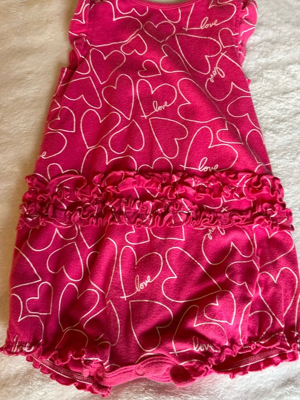 Carter's Bright Pink Heart-Print Romper Pajamas